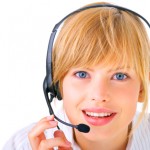 Hotline operator with headset